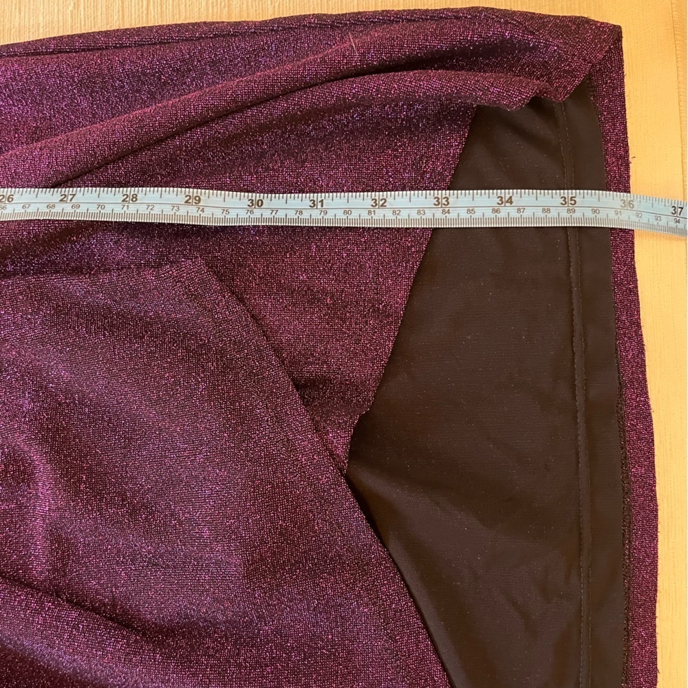 Saylor Purple Shimmer Faux Wrap Dress Ruched Waist Cocktail Holiday Party Glam - Picture 10 of 12